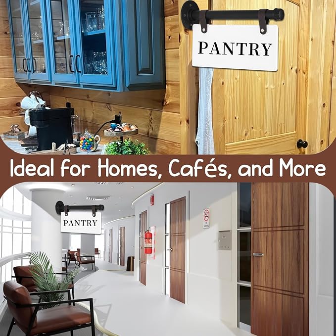 Metal Hanging Pantry Sign for Door 11"x 6" Wall Mounted Pantry Sisn with Brackets Double-Sided Pantry Farmhouse Rustic Wall Decor for Office Kitchen Farmhouse Restaurant Coffee Shop Store Hotel School Bar - Image 6
