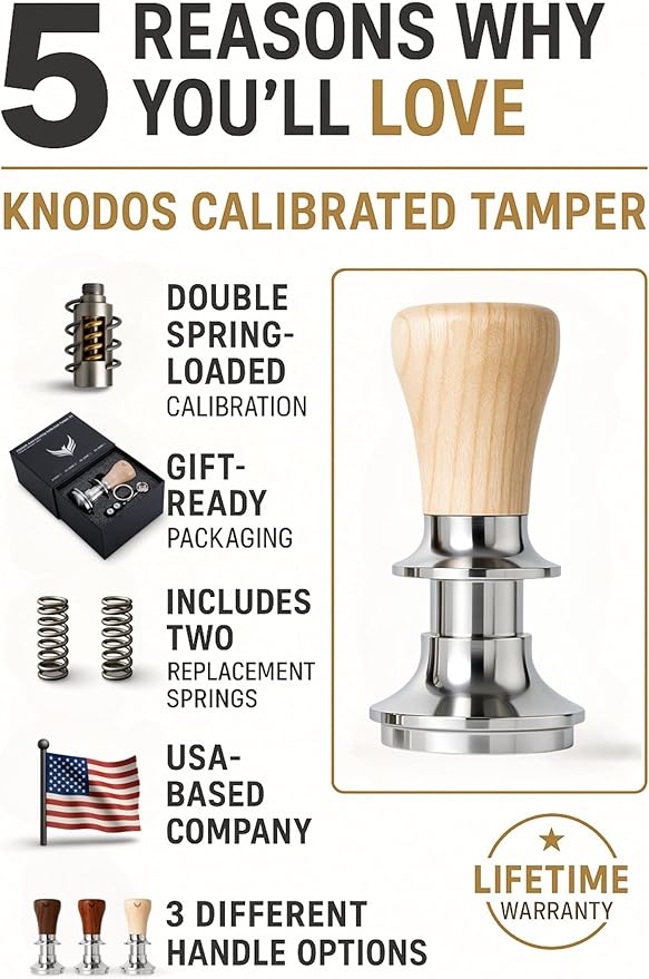 Tamper 58mm Auto-Leveling Calibrated Spring Loaded Design Stainless Steel Ripple Base 58 mm Espresso Tamper Tool with 20lb / 25lb / 30lbs Replacement Springs
