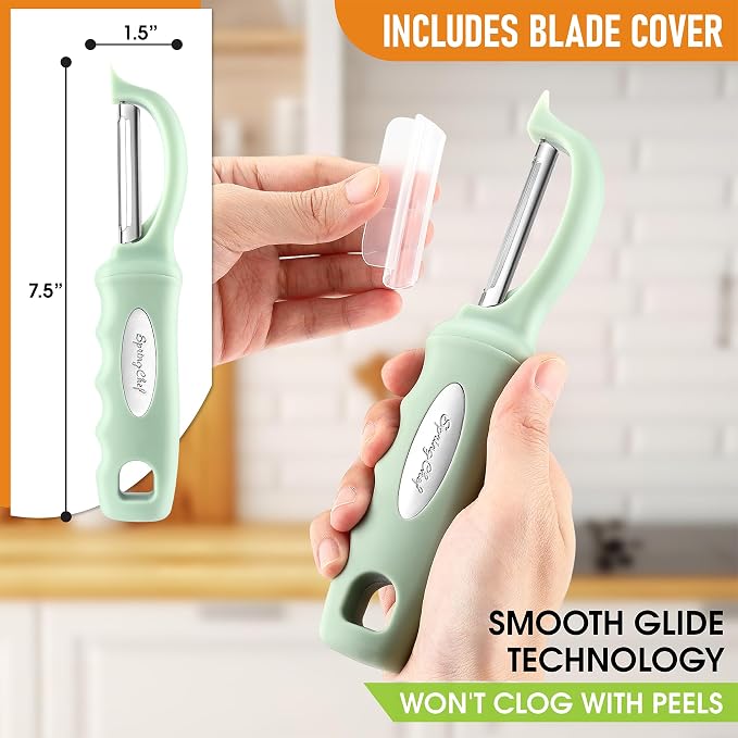Spring Chef Swivel Vegetable Peeler with Ergonomic Handle, Pistachio | Premium Potato Peeler w/ Ultra Sharp Stainless Steel Blades, Multifunctional Veggie Peeler for Apple, Carrot, Cucumber, Fruit - Image 3