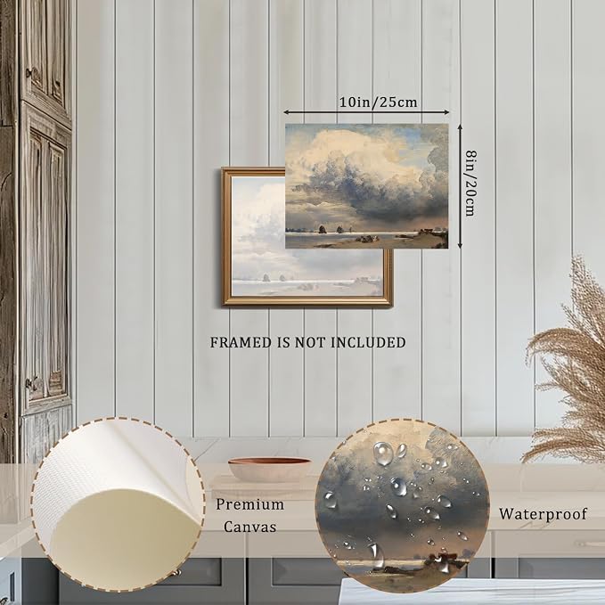 XOCUUI Unframed Canvas Wall Art Vintage Decor, Home Decor Danish Coastal Landscape in Stormy Weather Classical Paintings, Coastal Wall Art for Living Room Bedroom Office Decor, 8"x10" - Image 3