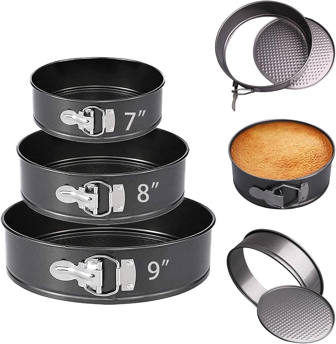 Kitchen Tools 7 8 9 "Nonstick Springform Pan Set of 3, Leakproof Cheesecake Pan with Protector, Round Cake Pans Sets for Baking with Removable Bottom A unique gift for baking enthusiasts - Image 2
