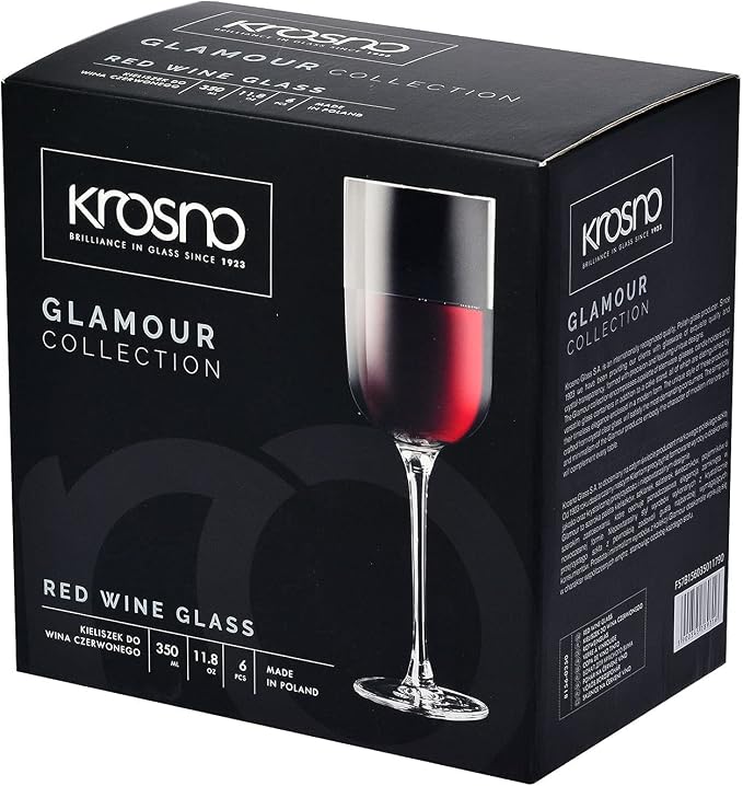 KROSNO Red Wine Glasses Set of 6, 11.8 oz, Glamour Collection | Wine Tumbler, Lead-Free Crystal Glassware, Drinking Glasses, Elegant Cups, Home & Restaurant, Dishwasher Safe - Image 6