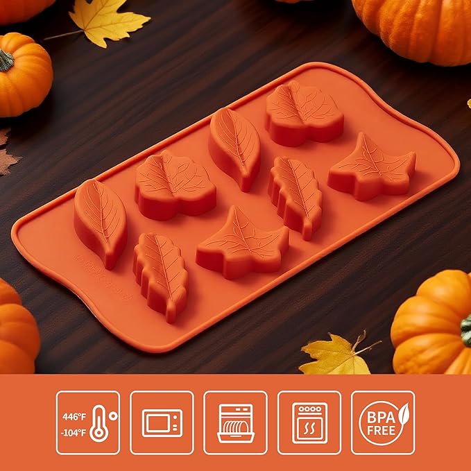 Leaf Silicone Mold 3 Pack Maple Leaf Molds for Chocolate Candy, Ice Cube, Jello, Wax, Autumn Theme Cake Cupcake Decor, Perfect for Thanksgiving, Fall Harvest Party
