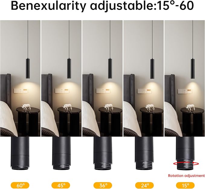 LED Pendant Lights Modern Island Lights Ceiling Hanging Spotlight | Zoomable15°-60°,5CCT/2700K-5000K,Dimmable,12W,Unique Pendant Lighting for Kitchen Island Bar,Black - Image 4