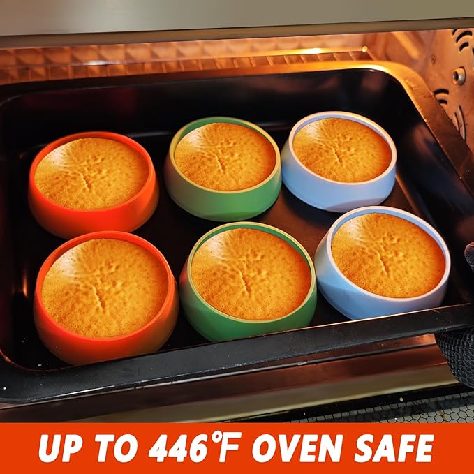 KOLUTI 6 Pack 3.15 Inch Nonstick Silicone English Muffin Rings, Durable Round Frying Egg Patty Omelette Cooker Mold, Circle Ring for Crumpet Pancake Pastry Cookie Baking, BPA Free and 3 Colors