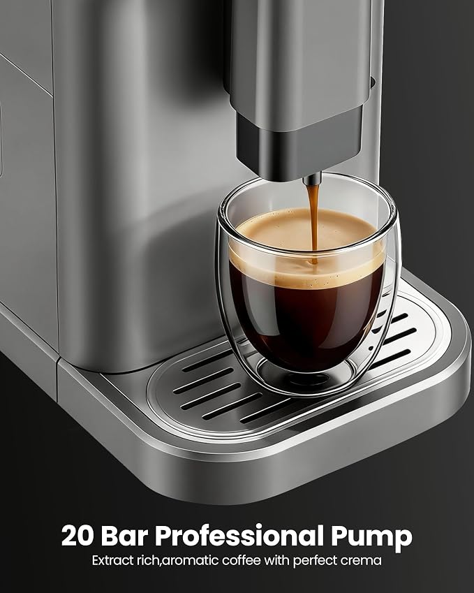 Automatic Espresso Machine with Grinder & Milk Frother | 19 Bar Pressure, 15 Grind Settings and Self-Cleaning Function for Making Espresso, Cappuccino and Latte at Home - Image 2