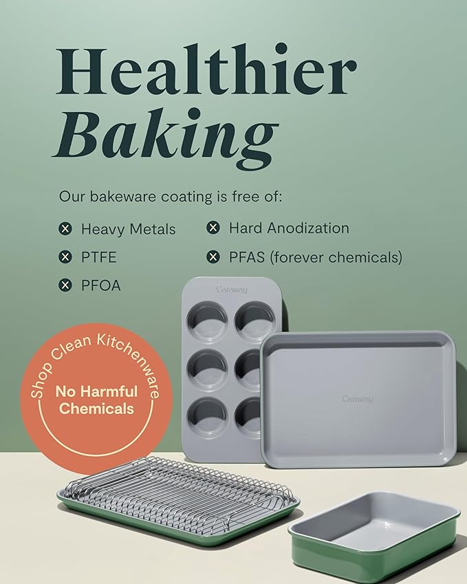Caraway Nonstick Ceramic 6 Cup Muffin Pan – Non-Toxic, PTFE & PFOA Free – Oven Safe – Aluminized Steel Core – Small Muffin Pan for Baking Cupcakes, Muffins & More - Navy