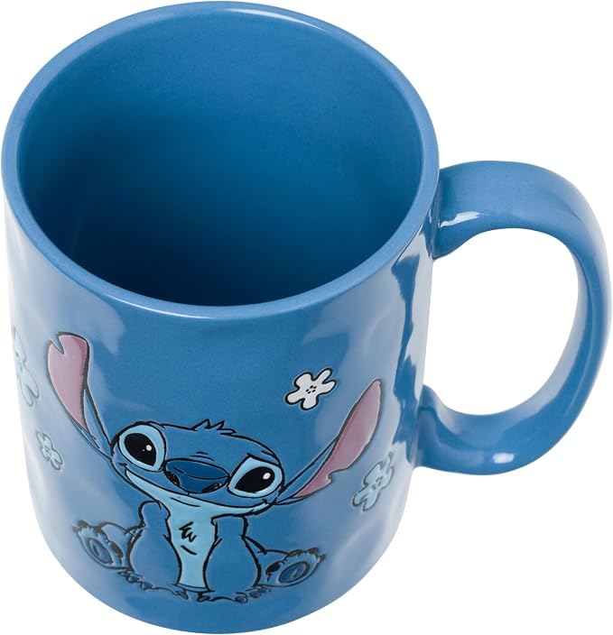 Silver Buffalo Disney Lilo and Stitch, Wax Resist Ceramic Pottery Mug, 17oz | Sitting Pose, Etched Engraved Handmade, 0.5 Liters - Image 3