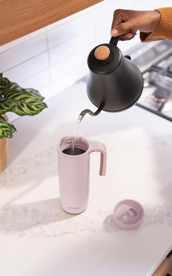 Ello Magnet 18oz Vacuum Insulated Stainless Steel Travel Mug with Side Handle and Leak-Proof Slider Lid and Built-in Coaster, Keeps Hot for 5 Hours, Perfect for Coffee or Tea, BPA-Free - Image 2