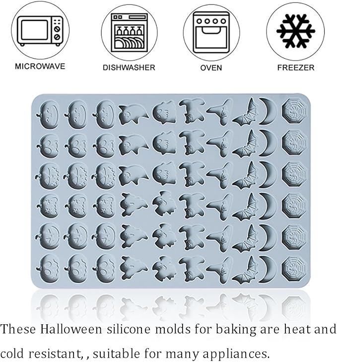 Halloween Silicone Molds 2 Packs Pumpkin Ghost Chocolate Molds Silicone Mini Mold for Halloween Baking Candy Chocolate Cookie Jelly - Image 4