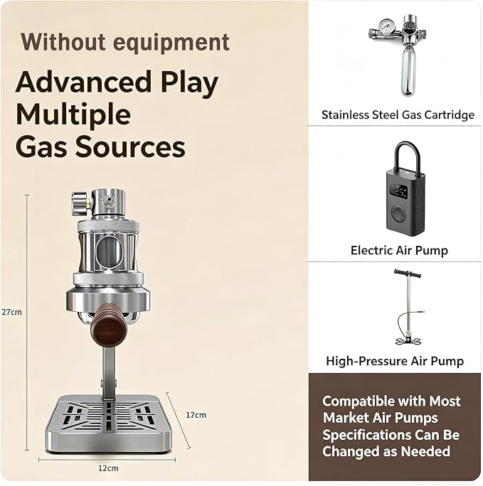 Pneumatic Coffee Machine, Stainless Steel Manual Pressure Maker, 1-16 Bar Fast Extraction, With Gauge & Relief Valve for Home - Image 4
