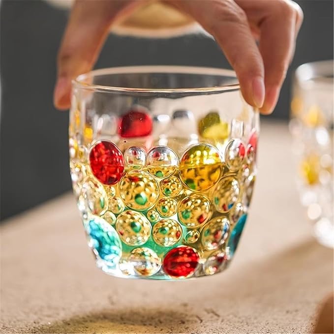 drinking glassware 10.5oz Drinking Glasses Handmade Multicolor Glassware(Multi-colored) - Image 4