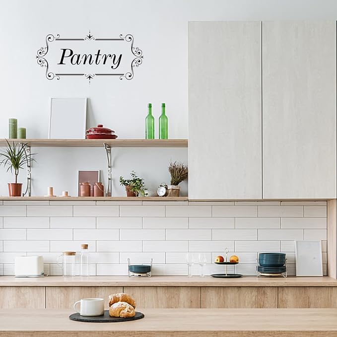 PLIGREAT Pantry Sign Wall Stickers, Removable Vinyl Window Wall Decals for Home Restaurant Kitchen Walk-in Fridge Food Storage Room Freezer Closet Pantry Cabinet Window Door Wall Decoration - Image 3