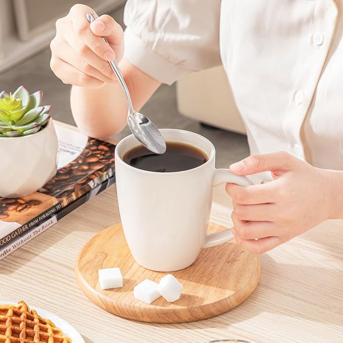 vancasso White Ceramic Coffee Mug Set of 6, 16 Oz Tea Cups with Handle for Latte, Tea, Cappuccino, Milk, Cocoa, Microwave&Dishwasher Safe - Image 5
