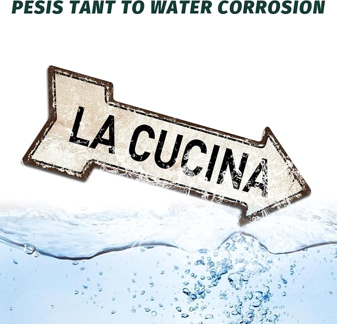 Mukuko La Cucina Sign, 6" x 18" Arrow Metal Tin Sign | Italian, Kitchen Decor, Dining, Home Decor - Image 5