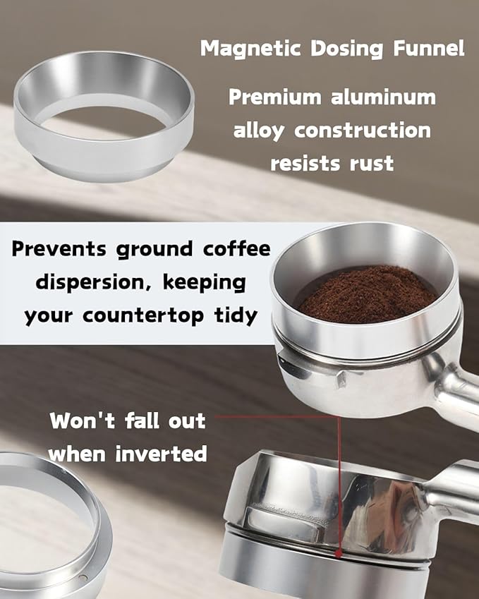 Espresso Tamper Double Spring Loaded 51/53mm with WDT Tool Espresso Accessories Kit, Stainless Steel Corrugated Base, Dosing Funnel, Tamper Mat (51mm & Magnetic wdt)