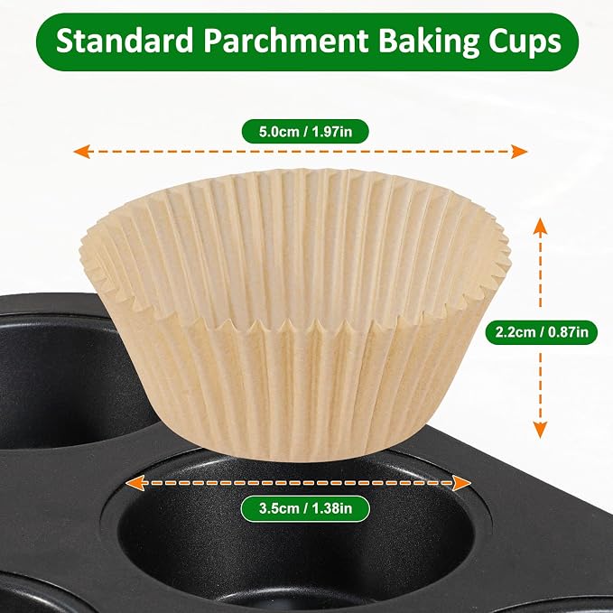 Caperci Parchment 400pcs Mini Cupcake Liners for Baking - Natural Paper Muffin Liners for Mini Muffin Pan, Balanced Non-Stick/Excellent Grease-proof, No Smell, Food Grade (Natural) - Image 6