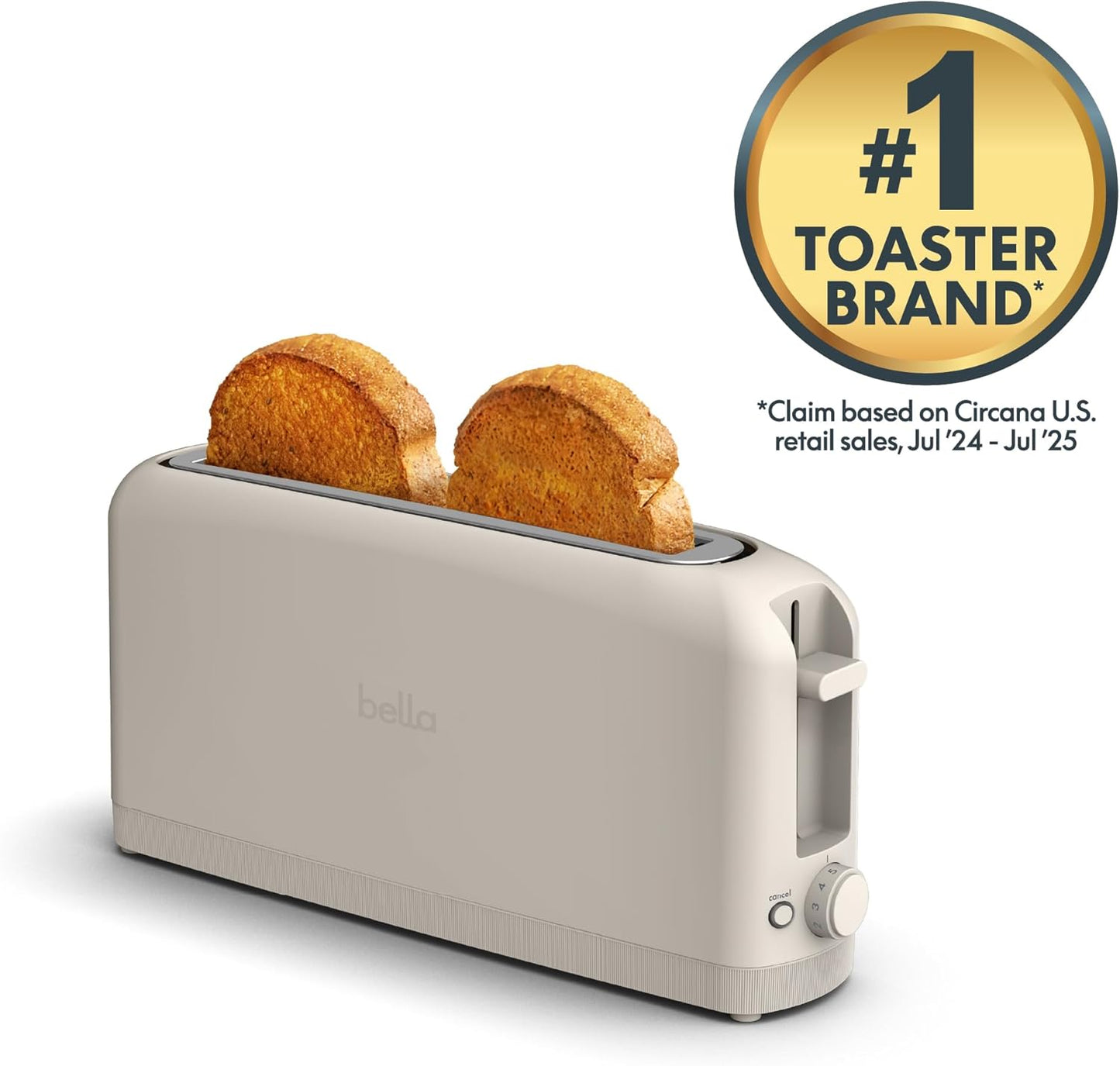 Modern Slim Long-Slot Toaster: 2-Slice Artisan Bread & Bagel Toaster with 6 Shade Settings