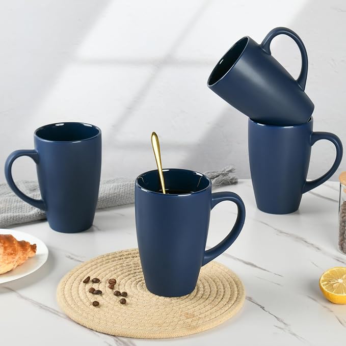 BYCNZB 20oz Extra Large Ceramic Tall Coffee Mugs Set for Coffee Tea Hot Cocoa set of 4 Dishwasher & Microwave Safe (Matte blue) - Image 6