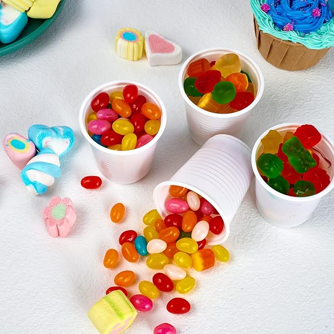 Lilymicky 500 Pack 5 oz Disposable Plastic Cups, Small Plastic Drinking White Beverage Tumbler for Tasting, Drinking and Party