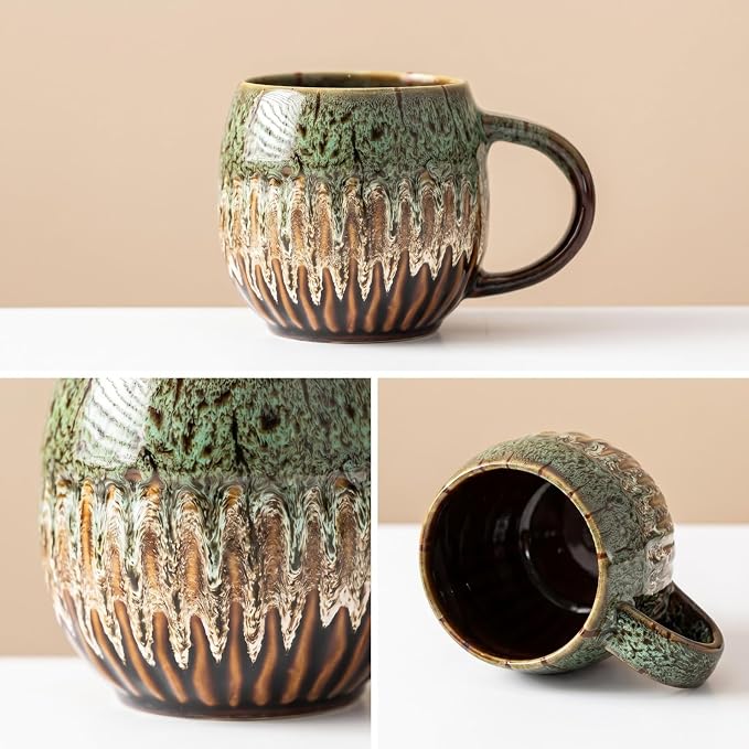 Large Ceramic Coffee Mug - 13oz Tea Cup, Green, Set of 4 | Large Tea Mug, Microwave Safe, Dishwasher Safe - Image 6