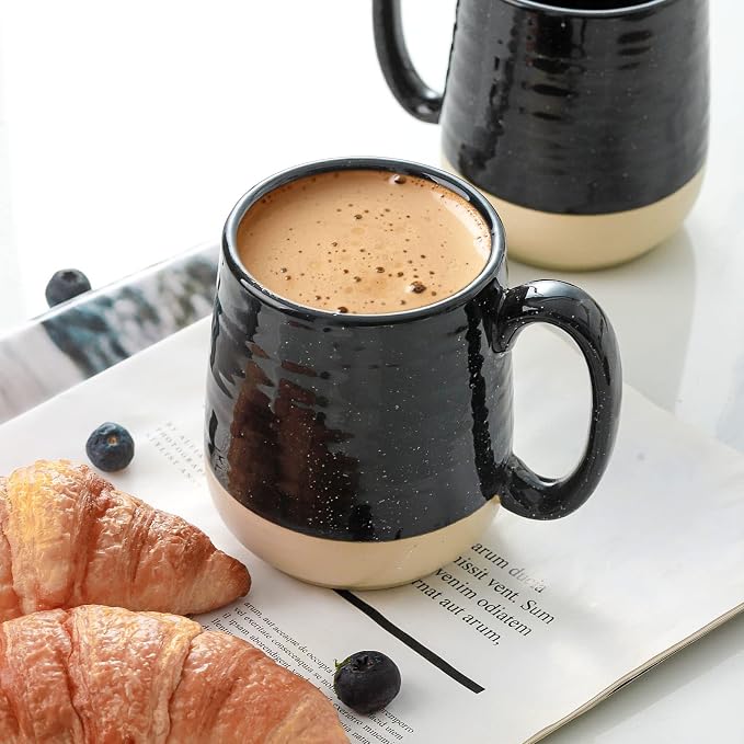 HASENSE Coffee Mugs Set of 4, 15 Ounce Ceramic Coffee Cups with Handles, Porcelain Large Latte Mug for Coffee Cappuccino Tea, Black Mugs for Men, Women Christmas Holiday Gift - Image 7