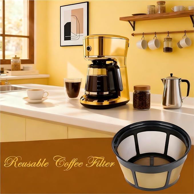 Reusable Coffee Filter, Fits BUNN Coffee Maker and Brewer Replaces your Coffee Filter 8 10 12 Cup Basket and Permanent Coffee Filter (2PCS)