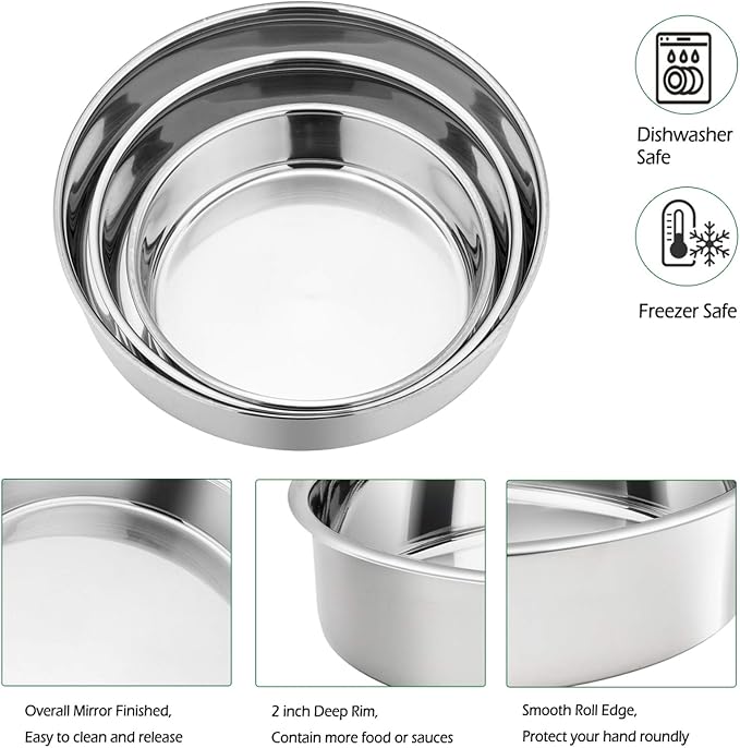 P&P CHEF Cake Pan Set of 3, 8" + 9.5" + 11" Round Baking Layer Cake Pan Tin | Stainless Steel & Mirror Finish, Bakeware for Birthday Weeding Anniversary, Heavy Duty & Non Toxic, Oven & Dishwasher Safe - Image 4
