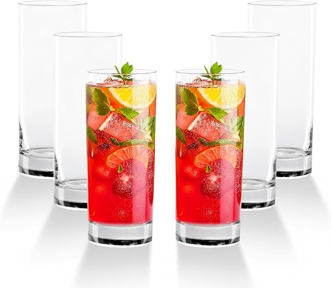 LEMONSODA Premium Highball 12oz/15oz Glass Sets - Elegant Tom Collins Glasses - Tall Water Drinking Glasses - Bar Glassware for Mojito, Whiskey, Cocktail (15oz, Set of 6) by LEMONSODA