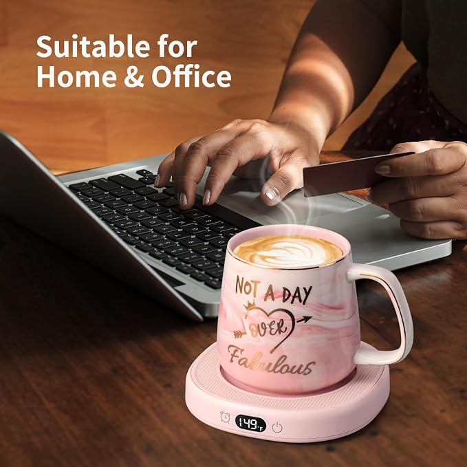 Coffee Mug Warmer & Not A Day Mug Set, Coffee Cup Warmer for Desk, 4 Temperature Setting, Smart Electric Beverage Warmer for Coffee, Tea, 8-Hours Auto Shut Off - Image 3