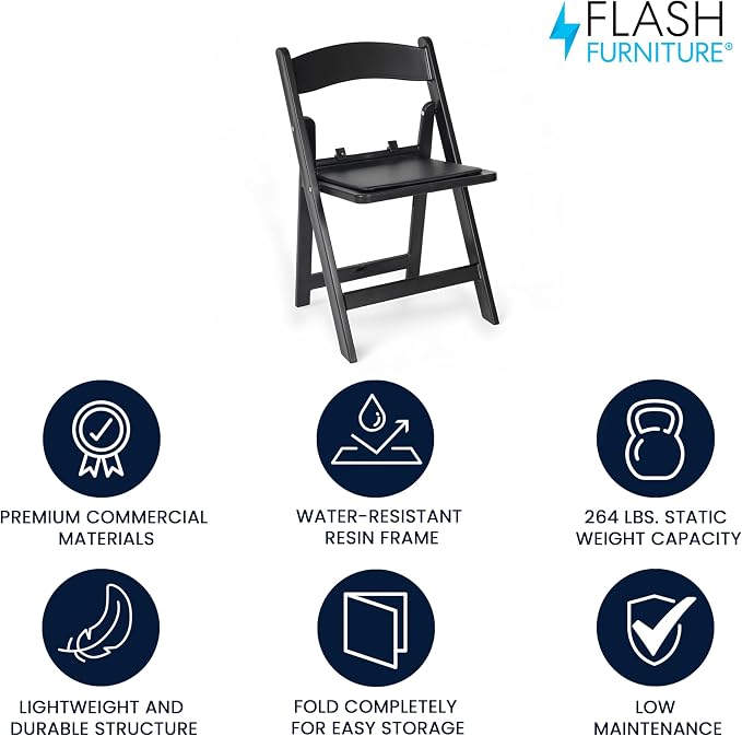 Flash Furniture Hercules Kids Resin Folding Chair, Black | Vinyl Padded Seat, Lightweight, Indoor/Outdoor, HERCULES Series - Image 4