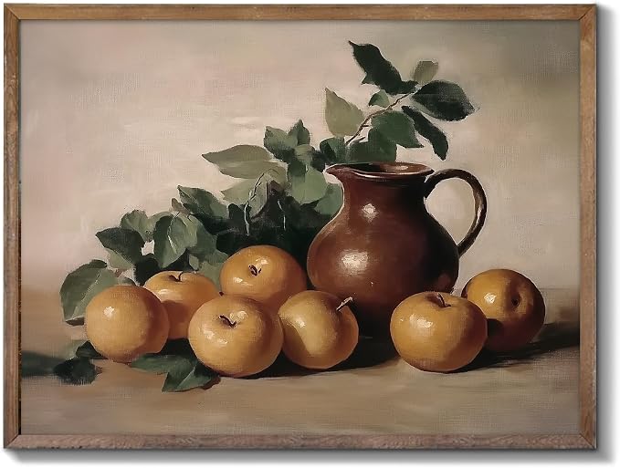 XOCUUI Farmhouse Canvas Vintage Aesthetic Room - Harvest Apples Still Life Oil Painting Artwork Abstract Decor Pictures Prints - Farmhouse Fruit for Bedroom Kitchen 8x10in - Unframed by XOCUUI