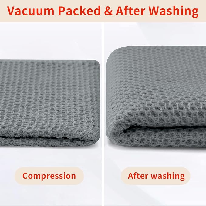 Homaxy 100% Cotton Waffle Weave Kitchen Dish Towels 4-Pack, Grey | 13 x 28 Inches, Ultra Soft Absorbent Dish Towels, Quick Drying Cleaning Towels - Image 8