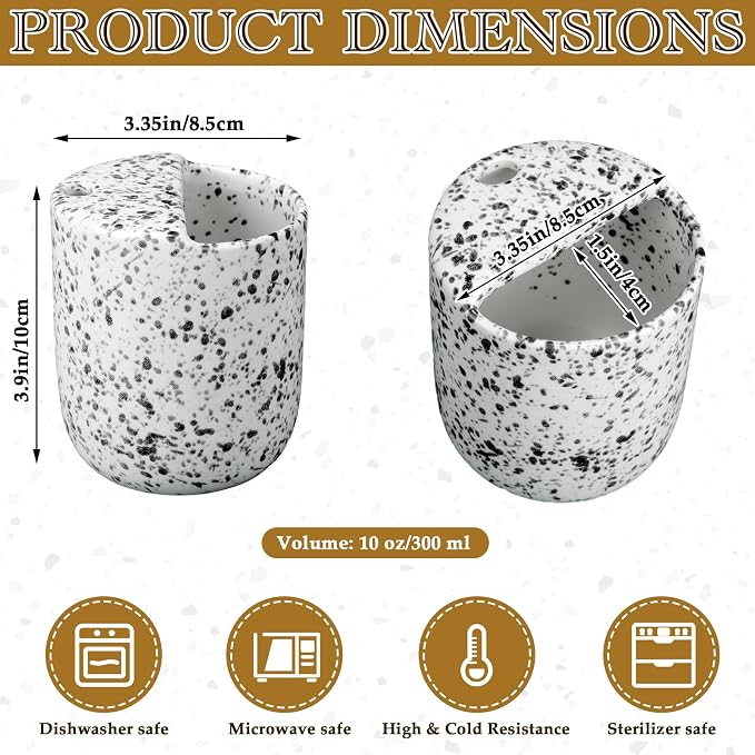 Ceramic Coffee Mug with Sip Hole 10 oz Speckled Pattern Coffee Cup Retro Hand Painted Ceramic Tea Travel Mug Cappuccino Latte Cup for Kitchen Dining Travel, Microwave & Dishwasher Safe - Image 2