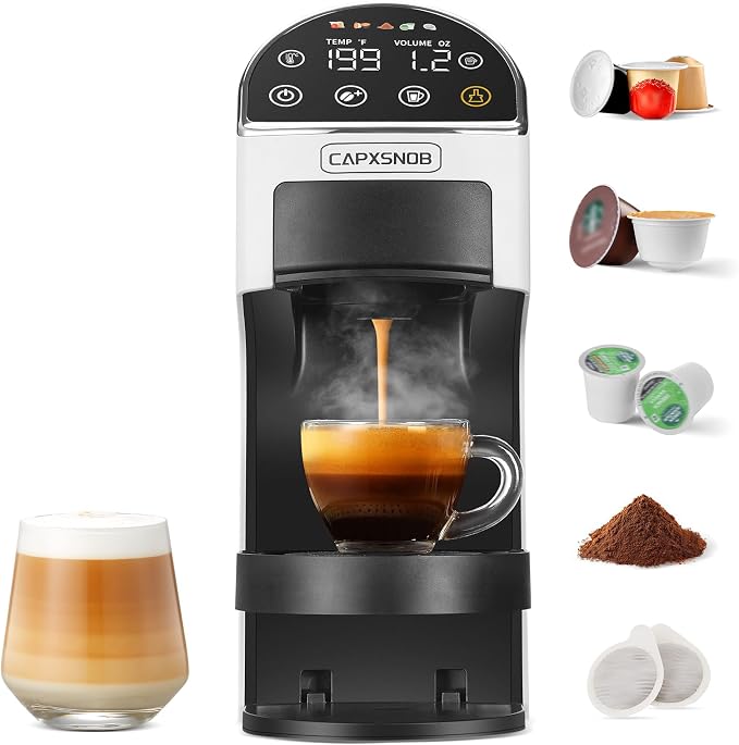 Magician2 5-in-1 Mini Coffee Maker & Machine | 20 Bar, LED Touch, 42oz Tank | Fits K Cup/Nespresso/Dolce Gusto & ESE Pods, Touchscreen & Pods Recognition, Adjustable Temp/Volume, For Kitchen/Office/Dorm by CAPXSNOB