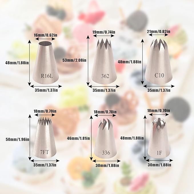 Piping Tips, 6 Pcs Stainless Steel Flower Icing Piping Nozzles Cake Decorating Tips Baking Tool for Cream Cupcake Cookie…