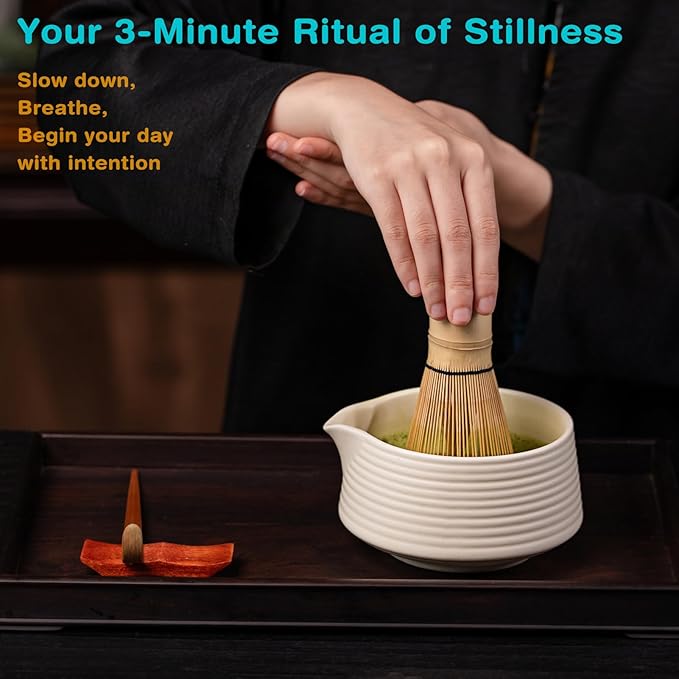 Premium Matcha Ceremony Set – Complete 9-Pcs Ritual Kit – Presented in Luxury Magnetic Gift Box, Perfect for Gifting or Self-Care (Milky White)