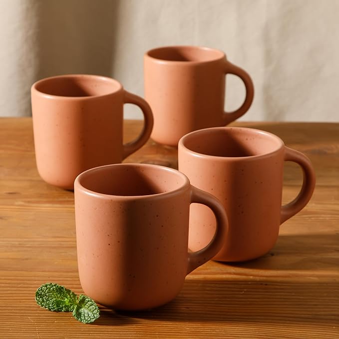 Bloomhouse - Two Time Oprah's Favorite Things Winner - Corsica Clay 4-Piece Mug Set – Burnt Apricot Terracotta Stoneware Coffee & Tea Cups, Durable Ceramic Drinkware - Image 5