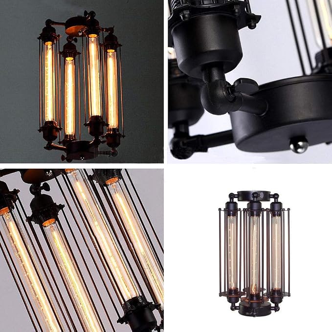 Industrial Steampunk Chandelier Vintage Pendant Light Loft Ceiling Fixture for Country Hotel Restaurant Bar Creative Ceiling Lamp(4 Heads) - Image 8