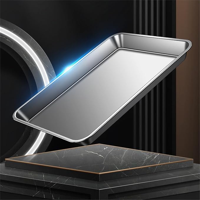 304 Stainless Steel Flat Bottom Oven Tray with Even Heat Distribution Practical Baking Pan for Pastries and Breads Stainless Steel Cookie Sheet - Image 4