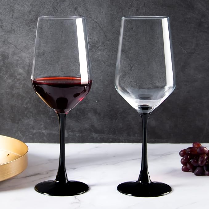 YANGNAY Wine Glasses with Black Stem & Base, Set of 8, 17 Oz Wine Glasses for Red Wine, Unique Gifts for Wine Lovers, Dishwasher Safe - Image 4