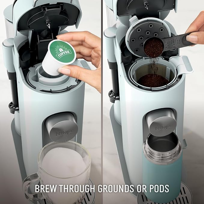 Ninja Pods & Grounds Coffee Maker, K-Cup Compatible, Glacier Blue, PB051GB | Built-In Milk Frother, 6-oz. Cup to 24-oz. Travel Mug Sizes, Iced Coffee Maker - Image 2