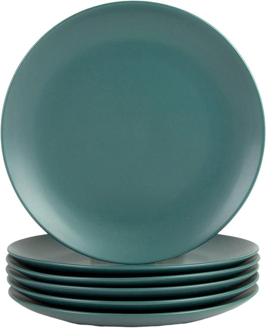10 Strawberry Street Wazee Matte 10.5" Coupe Dinner Plate, Set of 6, Emerald Green by 10StrawberryStreet