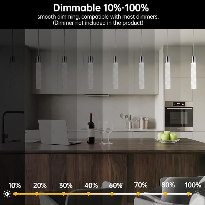 Modern LED Pendant Lights Kitchen Island Lighting,Dimmable 5CCT/2700K/3000K/3500K/4000K/5000K,Hanging Island Lights Kitchen Ceiling Lighting Fixtures,for Kitchen Dining Room (3 Pack) - Image 2