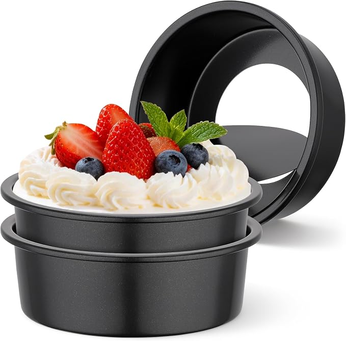 Beasea Round Cake Pan, 3 Pack 6 Inch Carbon Steel Cake Pan with Removable Bottom, Non Stick Cheesecake Mold Metal Tin for Oven Baking by Beasea