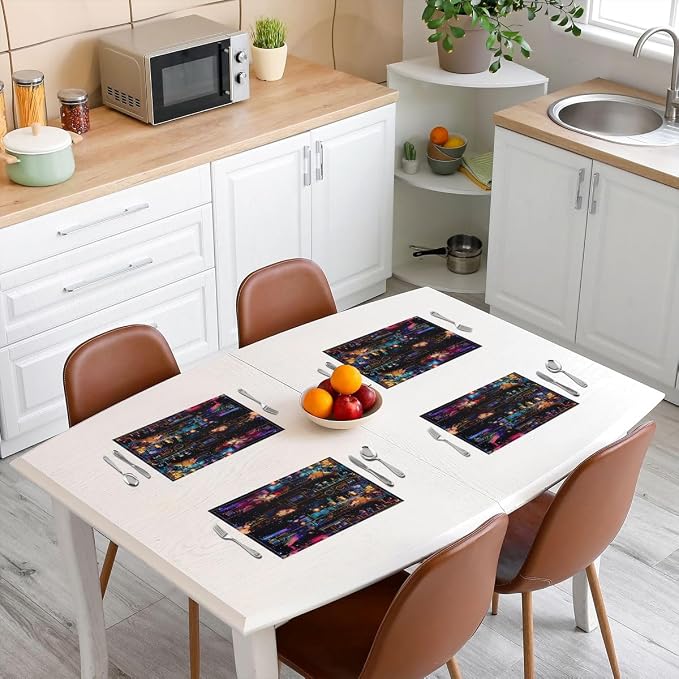 Feelyou Train Placemats Set of 4 Cartoon Train Transportation Table Mats for Party Kitchen Dining Decoration Transportation Vehicle Place Mat for Table Holiday Decor Indoor 18"x12" Easy to Clean - Image 3