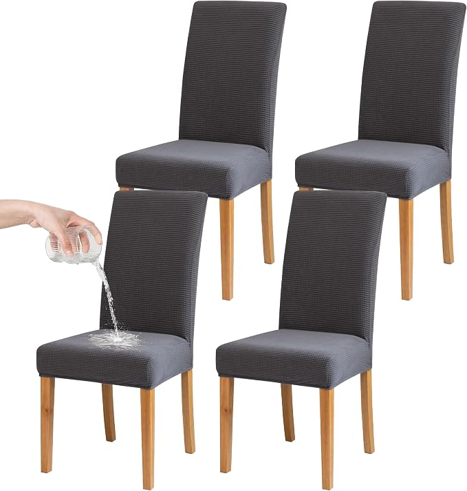BIETYONE Waterproof Dining Chair Covers, Stretch Seat Protector, Washable | 4 Pack, Waterproof, Spill Resistant, Washable, Stretch Fit, Easy Clean Chair Protector by BIETYONE