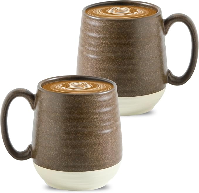 HASENSE 20 oz Coffee Mugs Set of 2 – Large Tea Cups with Comfortable Handle, Perfect for Coffee,Brown Microwave & Dishwasher Safe Mugs for Latte, Hot Cocoa by Hasense