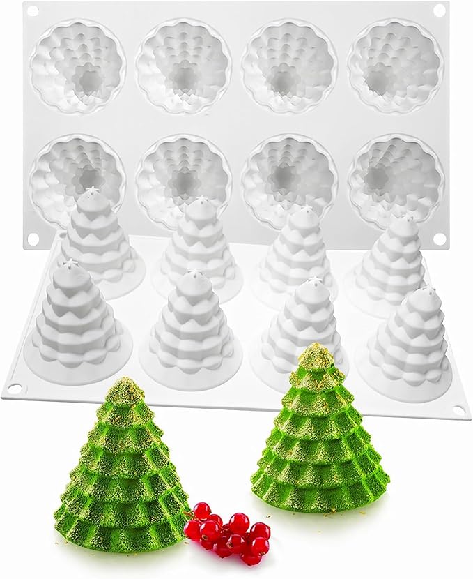 Christmas Tree Silicone Molds, Tree-Shaped Christmas Silicone Molds for Making Mousse Cakes, Chocolate Bars, Desserts and Handmade Soap