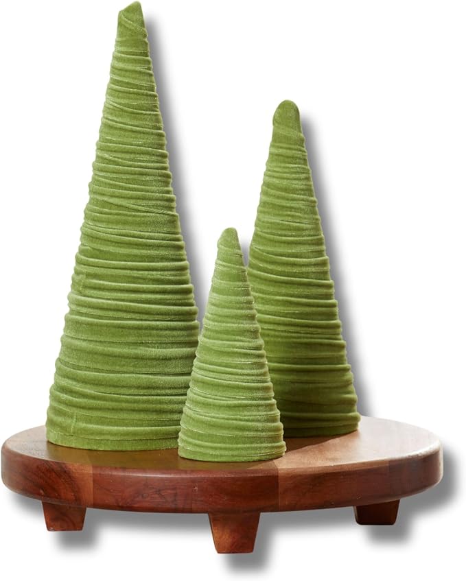 Your Heart's Content Fern Velvet Trees Set of 3, Woodland Navidad Mantel Accent, Nursery Decor, Modern Valentine Tree, Tabletop Centerpiece, Winter Green Bookshelf (Fern) by YourHeartsContent